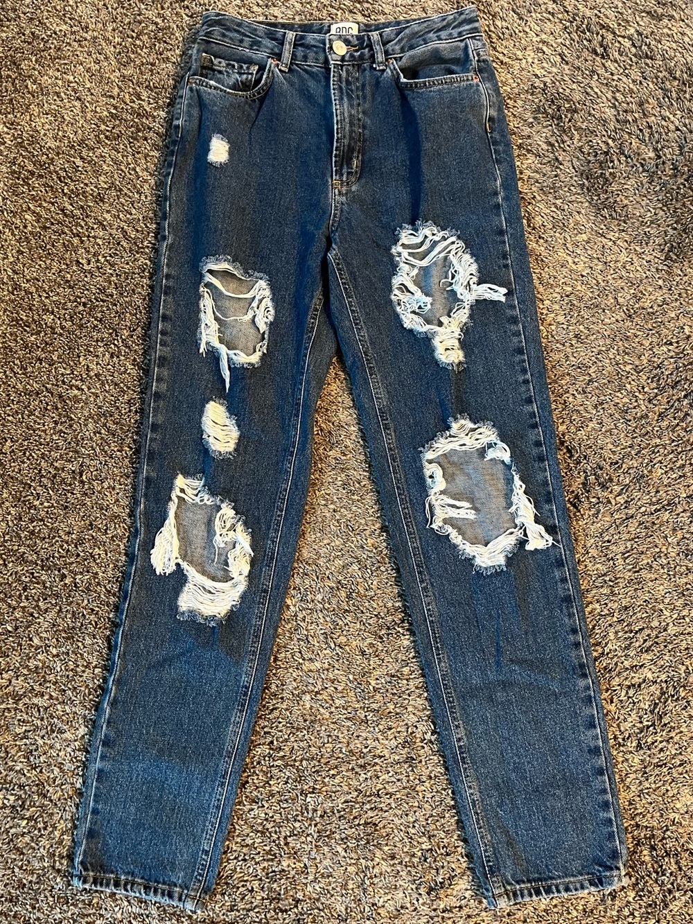 BDG Urban Outfitters Women’s Mom High-Rise Dark Wash Ripped Jeans